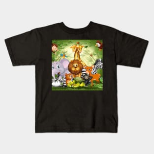 Animals in jungle pattern Kids T-Shirt